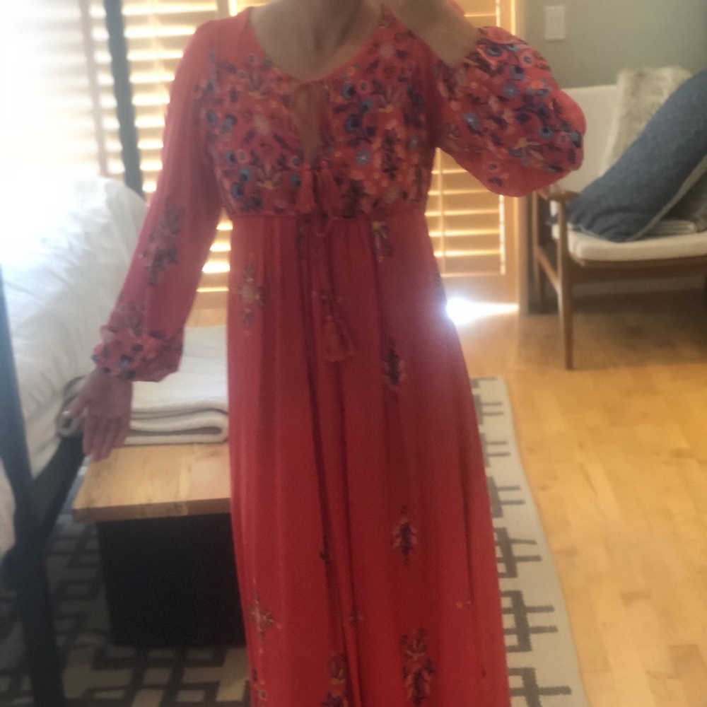 Coral red Bohemian dress xs